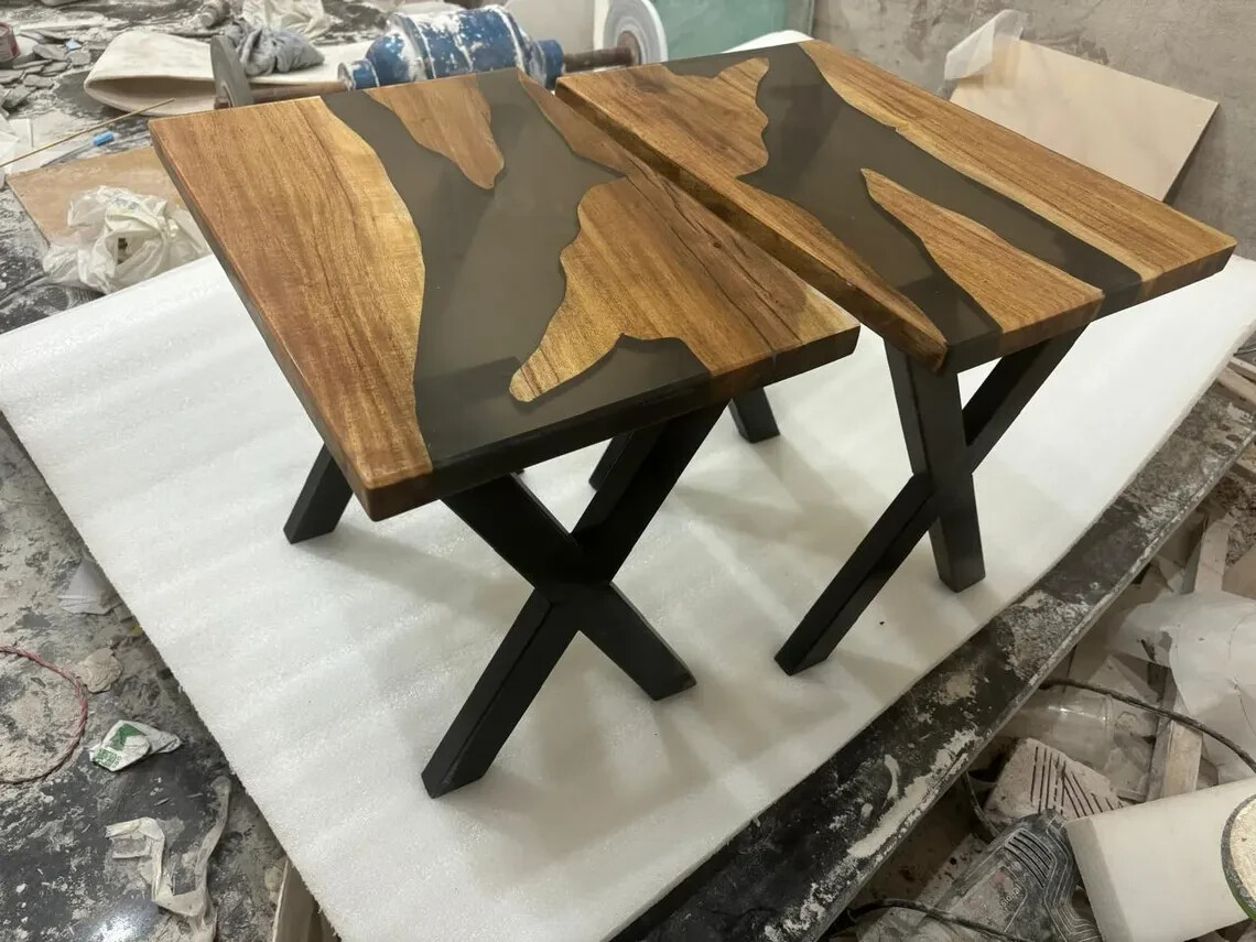 Epoxy Resin Coffee Table - Handmade Wood Epoxy Tabletop -Modern Resin Wood table-image