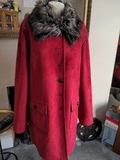 Qvc Centigrade Red Soft Plush Faux Suede Faux Fur Lined Sheepskin Coat Size Xl