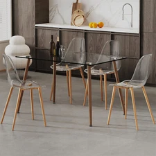 5 Piece Dining Table Set Glass Table w/ 4 Chair Kitchen Breakfast Furniture US