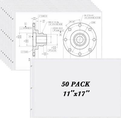 11X17 Sheet Protectors, 50 Pcs, Page Protectors for 3 Ring Binder, Side Loading 