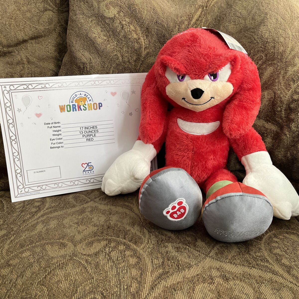 Build a Bear Online Exclusive 17 Knuckles from Sonic The Hedgehog