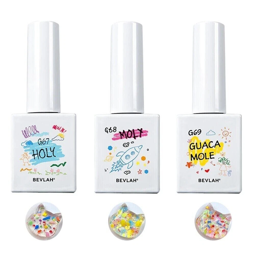 BEVLAH Holy Moly Guacamole Collection 3SET Gel Nail Polish Glitter Nail