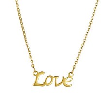 Womens Girls Gold Tone Stainless Steel LOVE Letter Charm Chain Necklace 18"