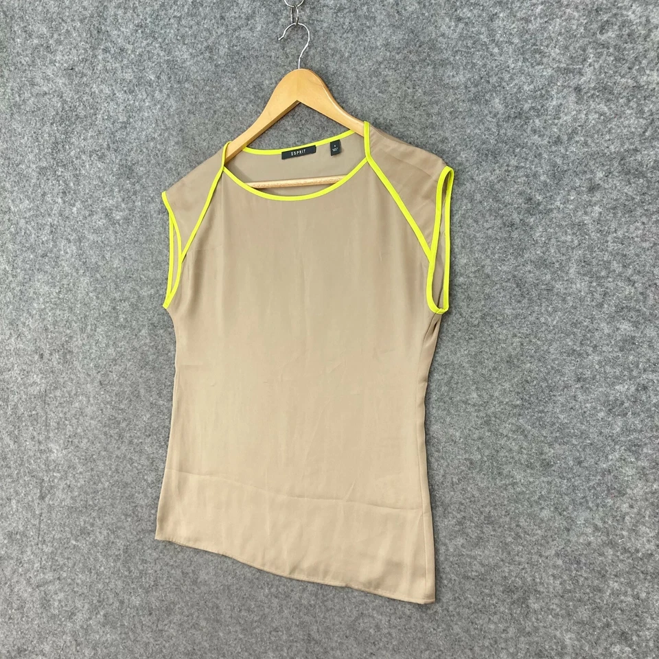 Top Esprit para mujer 6 beige manga corta cuello barco ajuste cómodo 18202 Foto 2 de 4