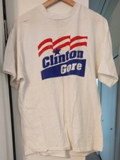Vintage 90's Clinton And Gore Campaign Made in USA Single Stitch TShirt Lg Hanes