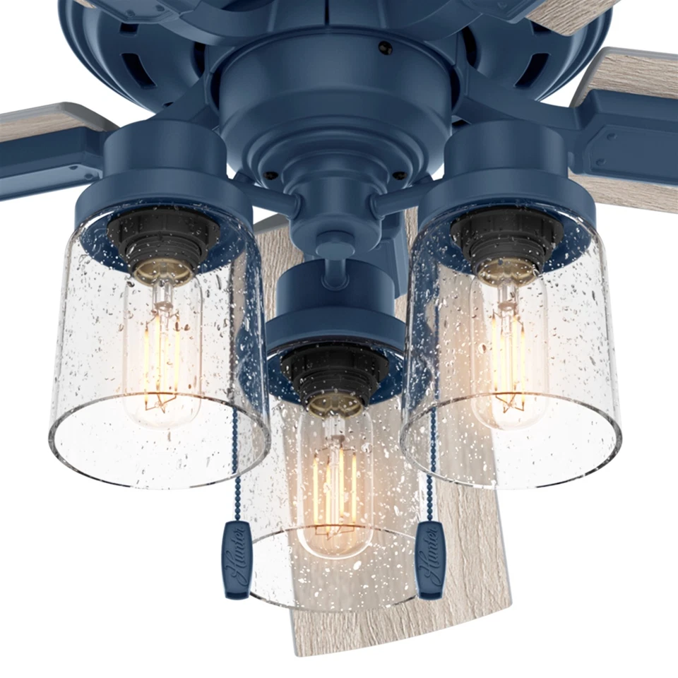 Hunter Fan 52 in Casual Indigo Blue Indoor Ceiling Fan with Light and Pull Chain - Image 4 of 4