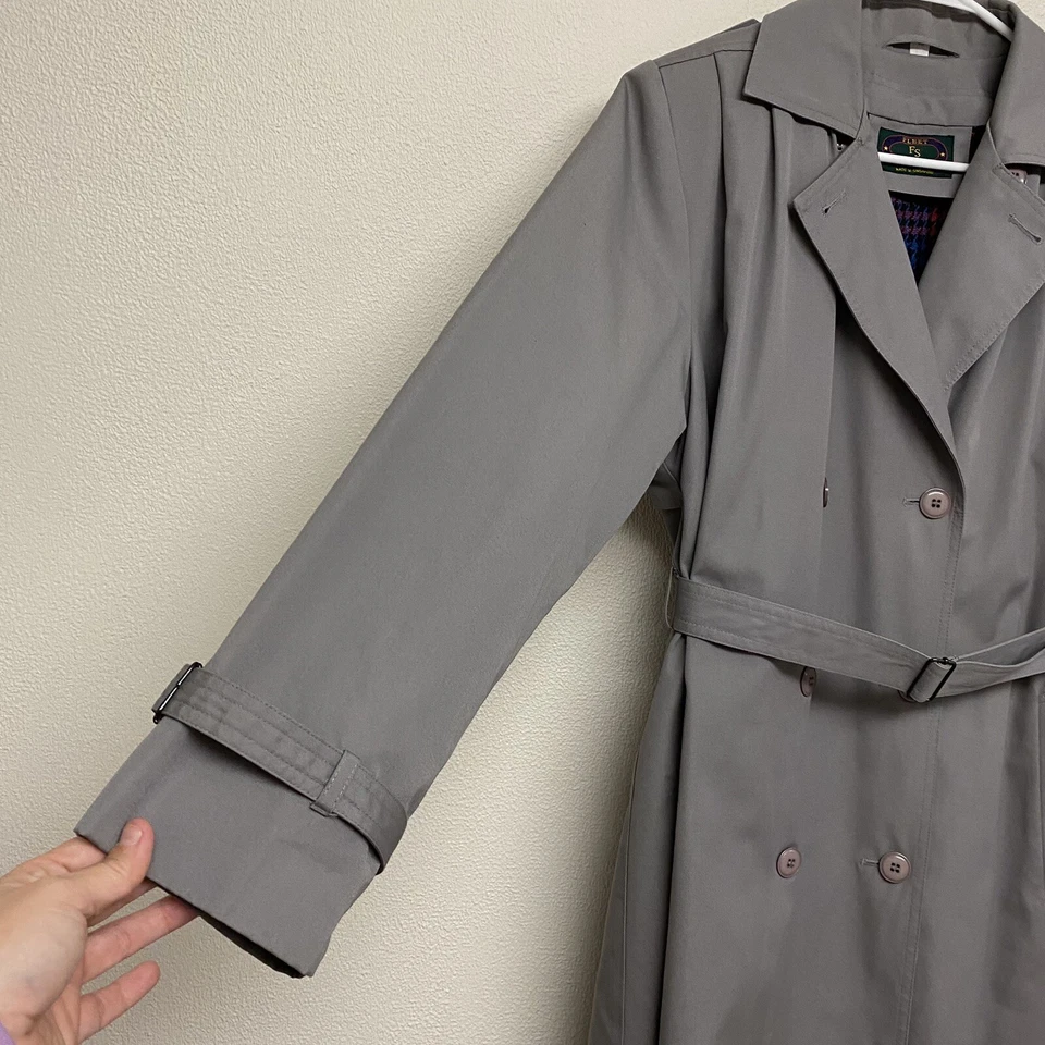 Abrigo de lluvia Fleet Street Trench vintage gris talla 10 forro de mezcla de lana con botones Foto 2 de 4