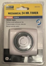 Smart Electrician Intertek Mechanical 24 Hour Indoor Plug-In Programmable Timer 