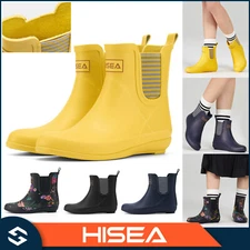 HISEA Women Ankle Rain Boot Slip On Waterproof Seamless Non-Slip Chelsea Wellies