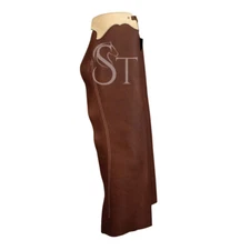 Western Shotgun Fashion Long Chaps Cowhide Leather Horse Riding Chinks All Sizes