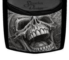 Goth Grunge Grey Skull Teeth Comic Style Abstract Hood Wrap Vinyl Graphic Decal