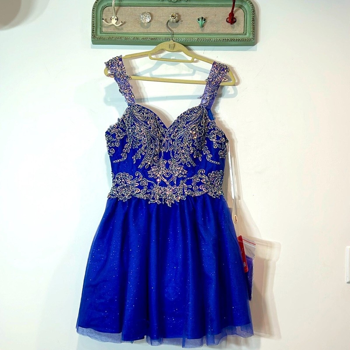 blue cheese dressing carbs keto Sparkly Blue V-neck Spaghetti Straps Tight Short Homecoming Dresses, MH617 main image 0