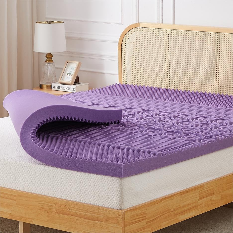Mattress Topper, 2 Inch Queen Size 5-Zone Gel Memory Foam Egg Crate Bed Topper,
