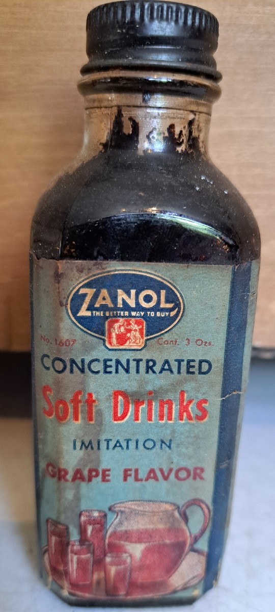 Vintage Zanol Soft Drinks Imitation Grape Flavor Glass Bottle