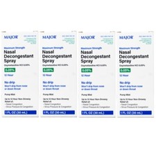 4 Pack Major Nasal Decongestant Soothing 12-Hour Spray 1 Ounce