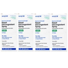4 Pack Major Nasal Decongestant Soothing 12-Hour Spray 1 Ounce