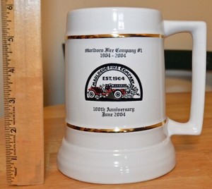 VTG 2004 Marlboro Fire Company #1 100th Anniversary Ceramic Mug Stein New Jersey