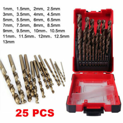 Cobalt Drill Bit Set 25PCS HSS-CO Bits for Hardened Metal and Stainless Steel