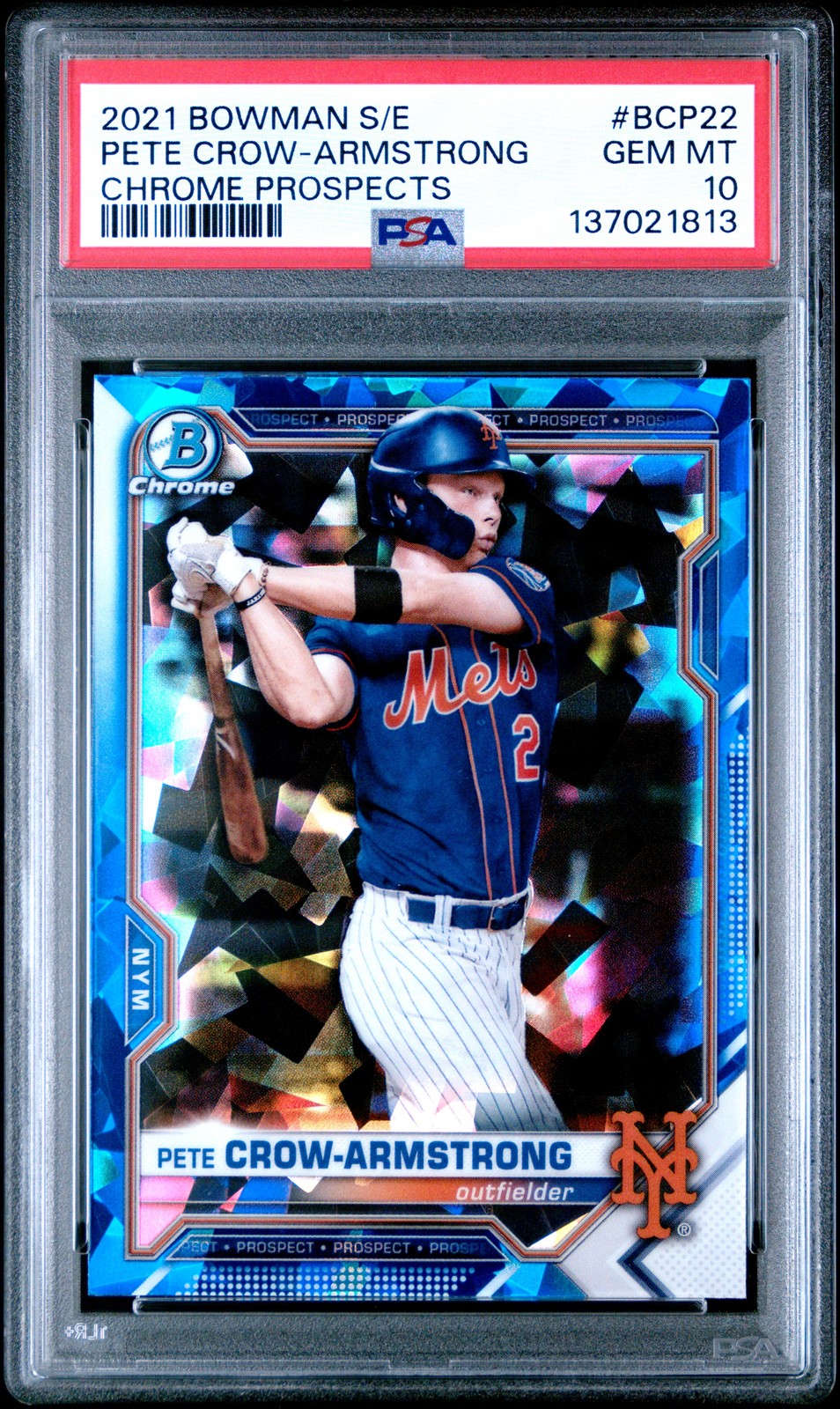 PETE CROW-ARMSTRONG #BCP-22 2021 BOWMAN SAPPHIRE EDITION PSA 10