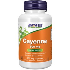 NOW Supplements, Cayenne Capsicum annuum 100 Count Pack of 1 , Red/Brown