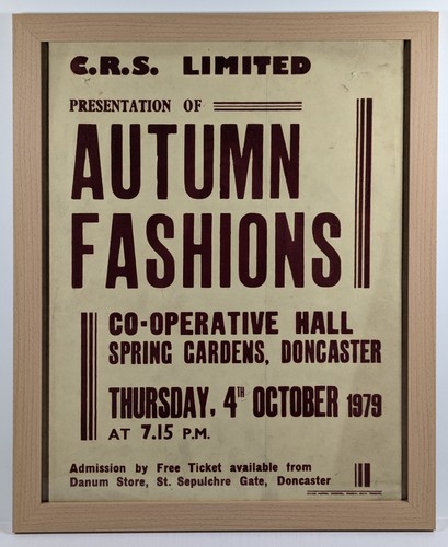 1979 Letterpress Poster CRS Limited Autumn Fashions Presentation Doncaster - Bild 2 von 12