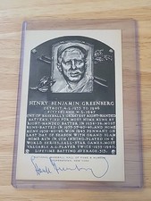 Hank Greenberg Signed Auto Artvue Postcard Plaque BECKETT LOA RARE