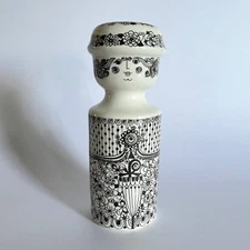 Vtg Midcentury Modern Figgjo Flint Norway Pottery Black White Lady Sugar Shaker