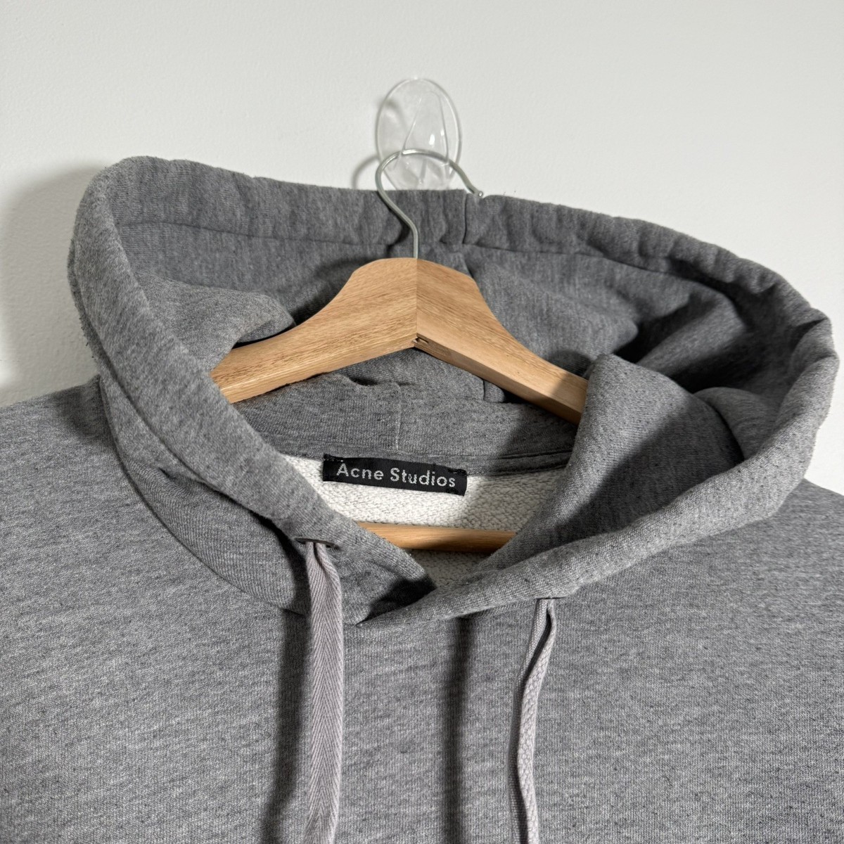 Acne Studios Ferris Face Hoodie Sweatshirt Grey Cotton Men's Size