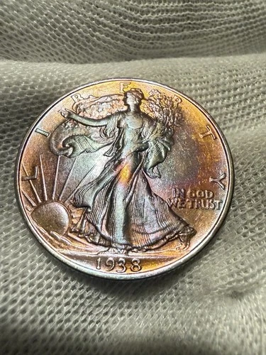 1938 Walking Liberty "Rare" Half Dollar Choice Gem XF++ High Grade Toned