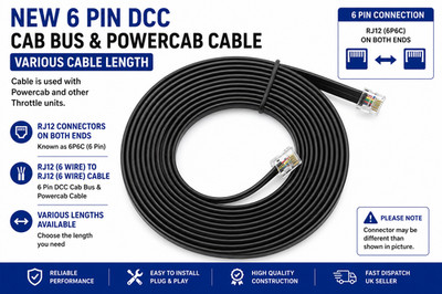 RJ12 6PIN DCC RAILWAY SELECT WALKABOUT BLK KABEL