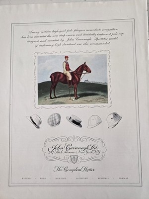 1931 John Cavanagh Ltd. Hat The Compleat Hatter Polo Player vintage  ad