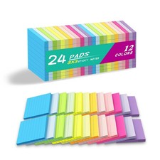  24 Pack Lined Sticky Notes 3X3 In,Notepads with Lines,Ruled Stickies Super Sti