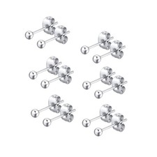 6 Pair Tiny Women Ball Stud Earrings Surgical Stainless Steel Earrings Set 3mm,