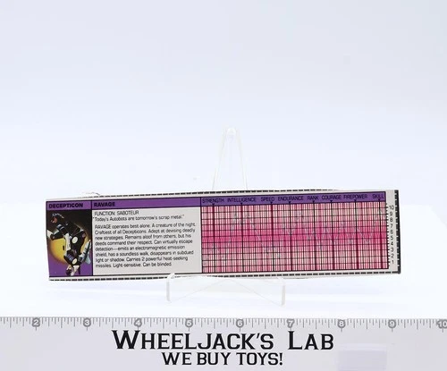 Ravage Action Figure Tech Spec 1984 Vintage Hasbro G1 Transformers