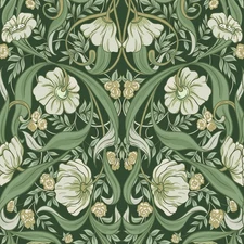 Jiffdiff Boho Vintage Green Floral Peel & Stick Wallpaper Cabinet Sticker Decor