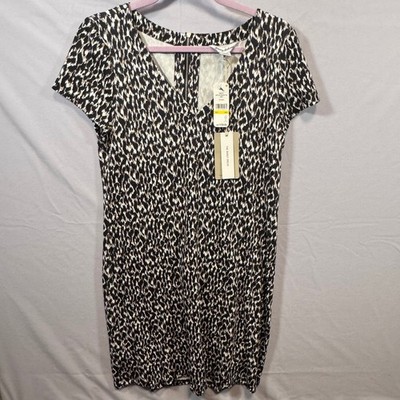 NWT Tommy Bahama Darcy Chic Cheetah V-Neck Dress Black M