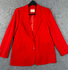 Pendleton Blazer Womens 10 Red Wool Lined 2-Button Notch Lapel USA Made Vintage