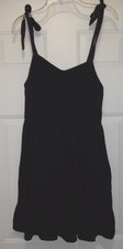Old Navy Black Cami Sundress Smocked Back Tie Shoulder Straps Size XS Ruffle Hem
