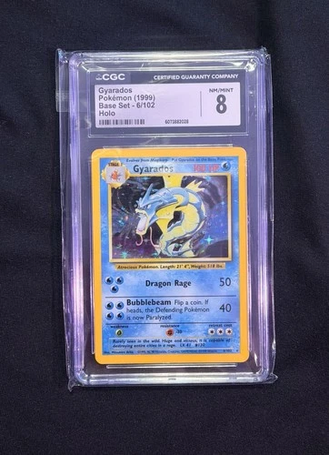 Vintage Pokémon Card - Wotc Base Set Gyarados #6/102 Holo Rare CGC 8 English