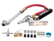  10-120 PSI Heavy Duty Tire Pressure Gauge with Inflator Air Chuck with 