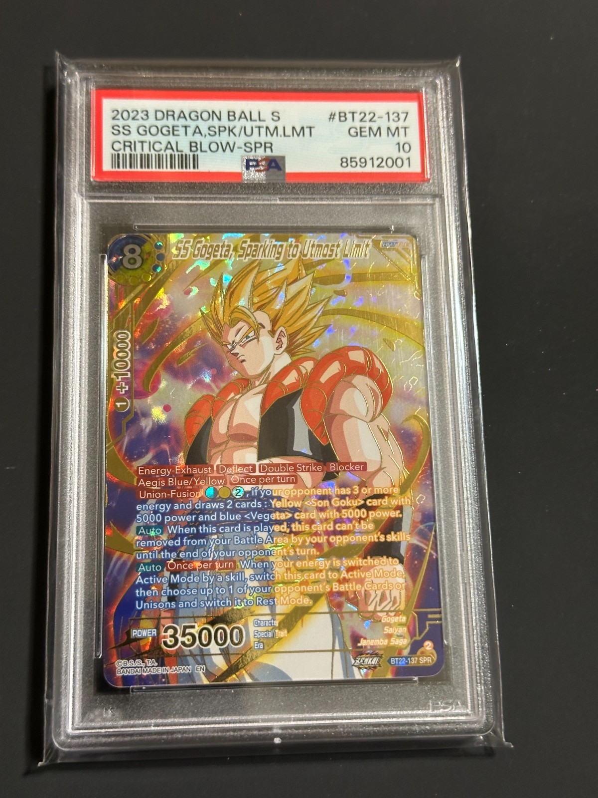 SS GOGETA, SPARKING TO UTMOST LIMIT | DRAGON BALL SUPER | BT22-137 | PSA 10 view 1