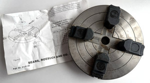 SEARS 4 Jaw Chuck 6-1/2” Model 351.22560 3/4” Bore , 16 TPI