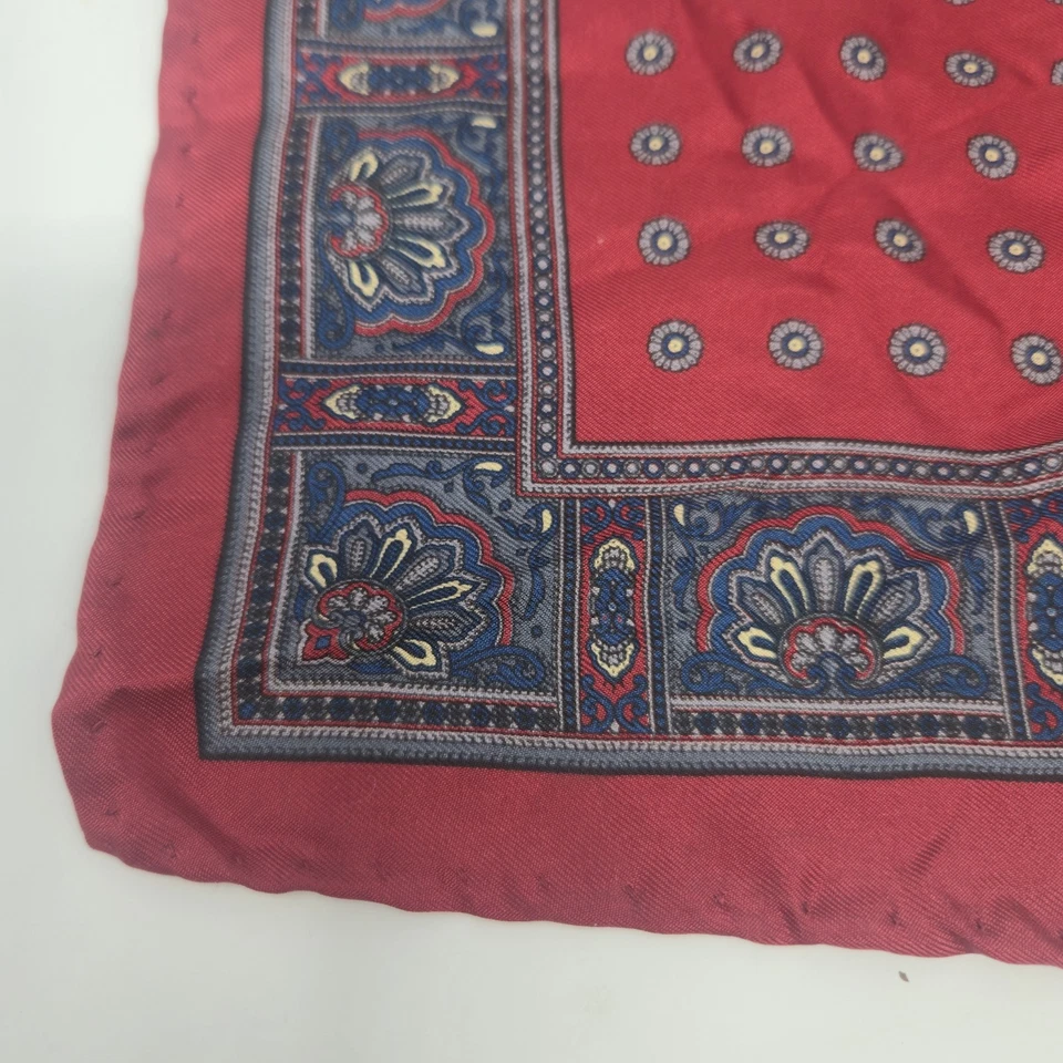 ​Pañuelo vintage con estampado de medallón de cachemira rojo cuadrado de bolsillo de seda para hombre 12" Foto 2 de 4