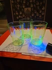 Uranium Federal Glass Diamond Optic Cup Tumbler Vintage Green Depression X 3
