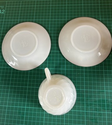 Vintage Anchor Hocking Fire King weiß Milchglas Tasse & Untertasse + extra Untertasse