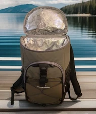 TOMMY BAHAMA Large Army Green Backpack Cooler w/ Insulated Therma-flect Lining.