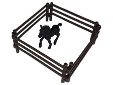 Spielzeugpferd Schwarz mit Pferdekoppel Zaun Bauernhof Spielset Kinder