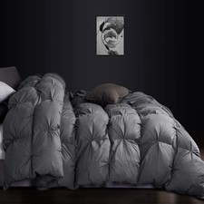 Luxurious Goose Down Feather Fiber Comforter Oversize California King Size Duvet