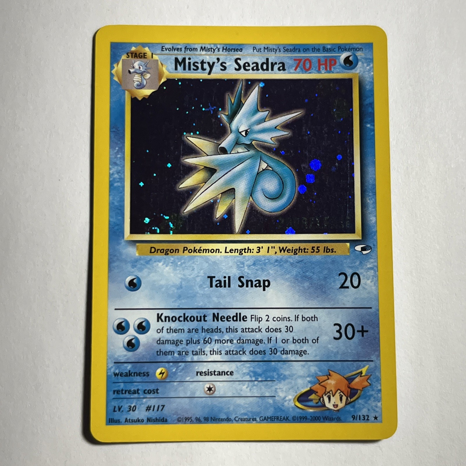 Misty's Seadra #9 Holo Prerelease Gym Heroes Pokemon Card LP