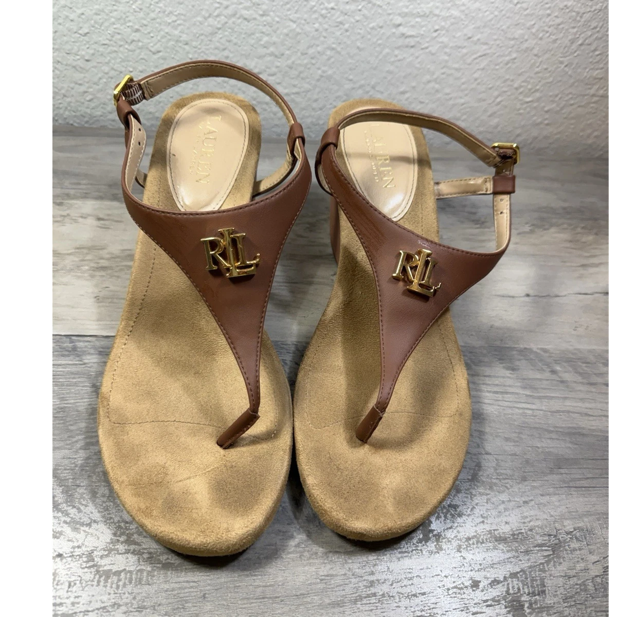 Polo Sport Ralph Lauren women size 10B Brown Leather Thong Sandals with Buckle Ralph Lauren Womens Sandals - Etsy main image 4